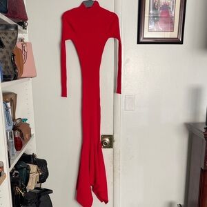 Fashion Nova Vibrant Red Long Sleeve Dress